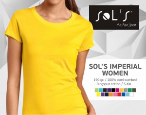 moteriški marškinėliai sols imperial women, marškinėliai su spaudu, marškinėliai su logotipu, medvilniniai marškinėliai, 7natos.lt, marskineliai.lt,