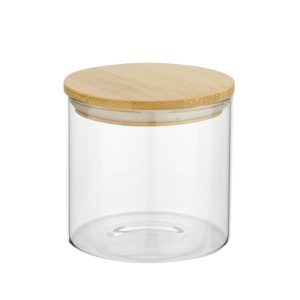 Indas biriems produktams Boley 320 ml, skaidrios spalvos su bambukiniu dangteliu.