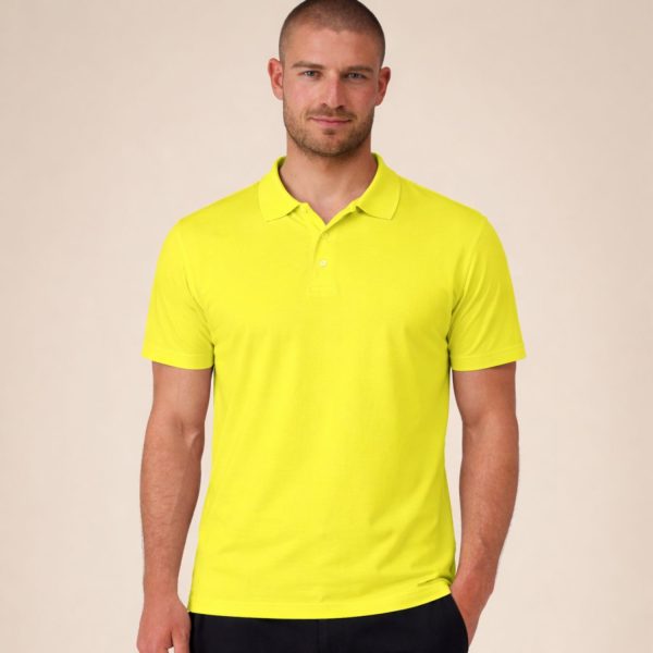 Vyriški sportiniai polo marškinėliai Roly Monzha neoninės geltonos spalvos.