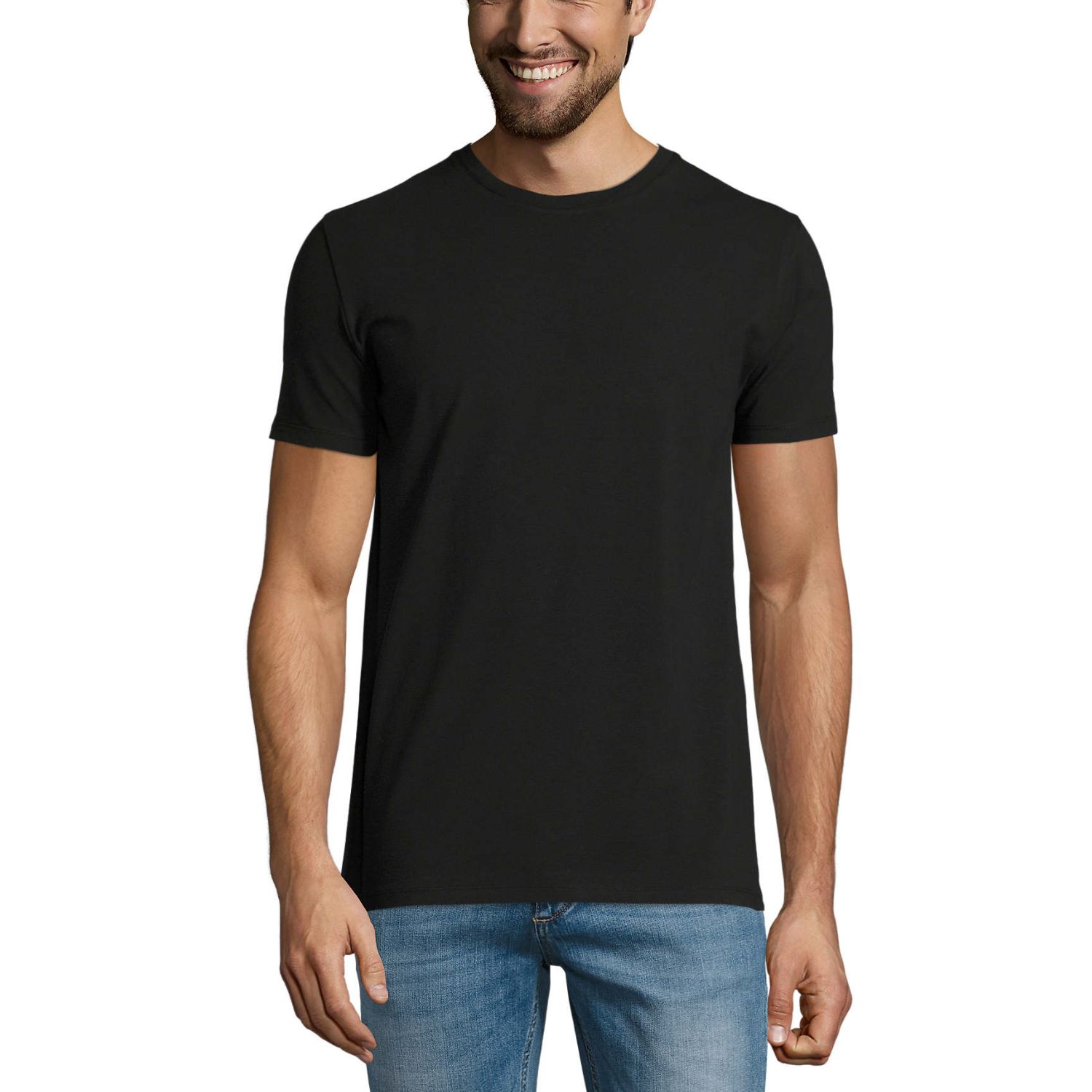 Vyriski-marskineliai-Sols-Millenium-Men-Juoda.jpg Juodos spalvos, trumpomis rankovėmis vyriški marškinėliai Sols Millenium Men su logotipu ar norima spauda