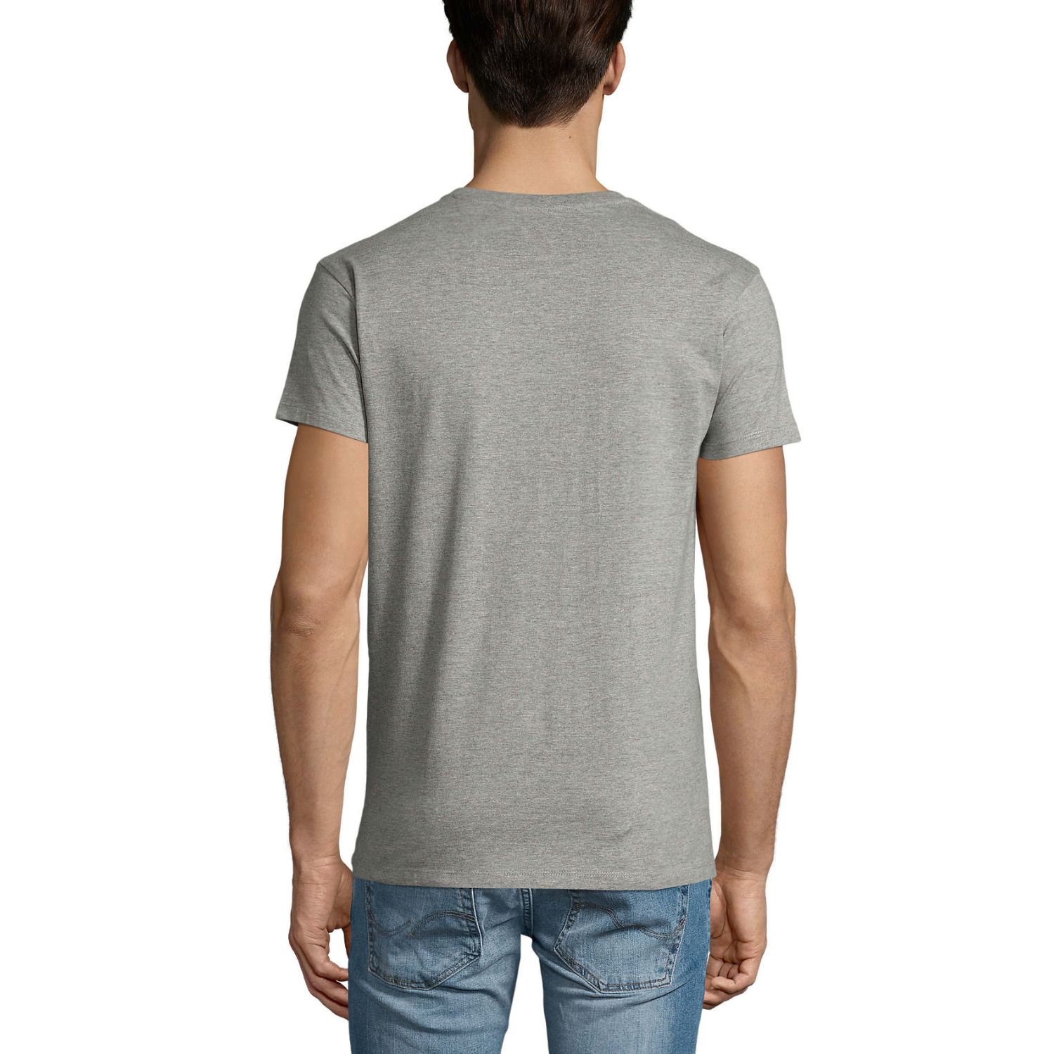 Marskineliai-vyrams-Sols-Imperial-V-Men-Pilka-Melanzine-3.jpg Pilkos melanžinės spalvos, trumpomis rankovėmis marškinėliai vyrams Sols Imperial V Men su logotipu ar norima spauda