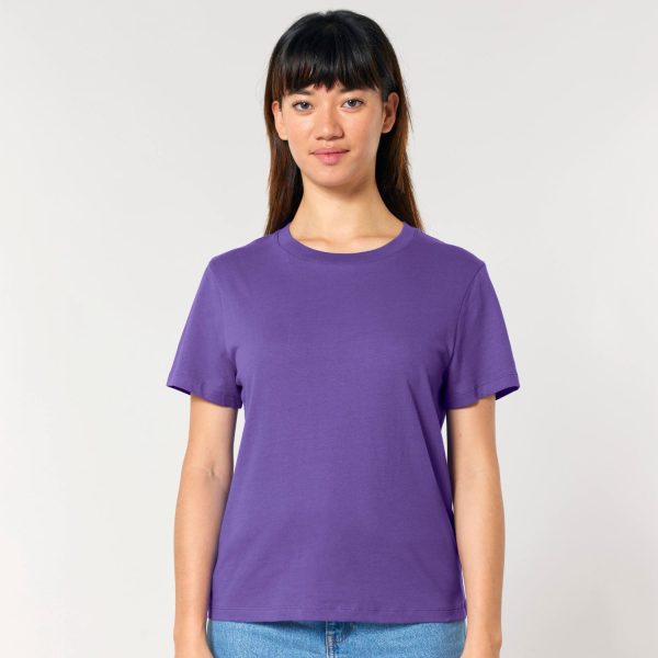 Violetinės spalvos moteriški marškinėliai StanleyStella Stella Muser su logotipo sapauda ar norimu užrašu