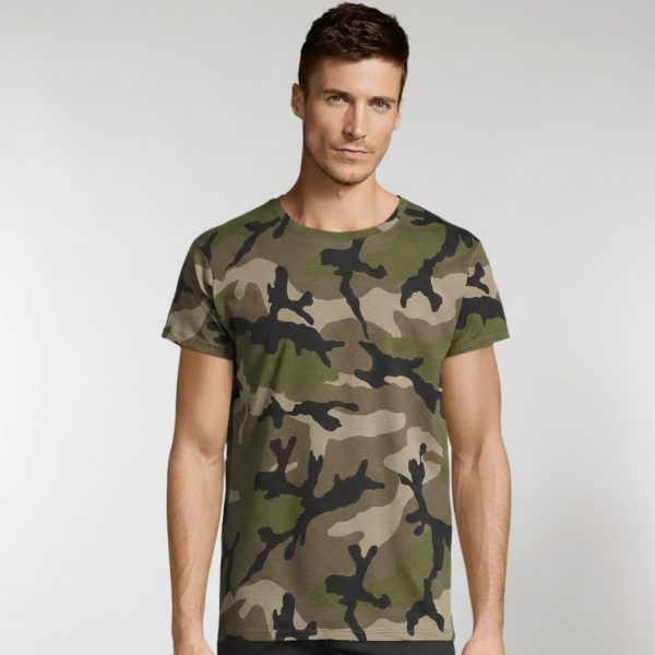Vyriški marškinėliai Sols Camo men, camo spalvos.