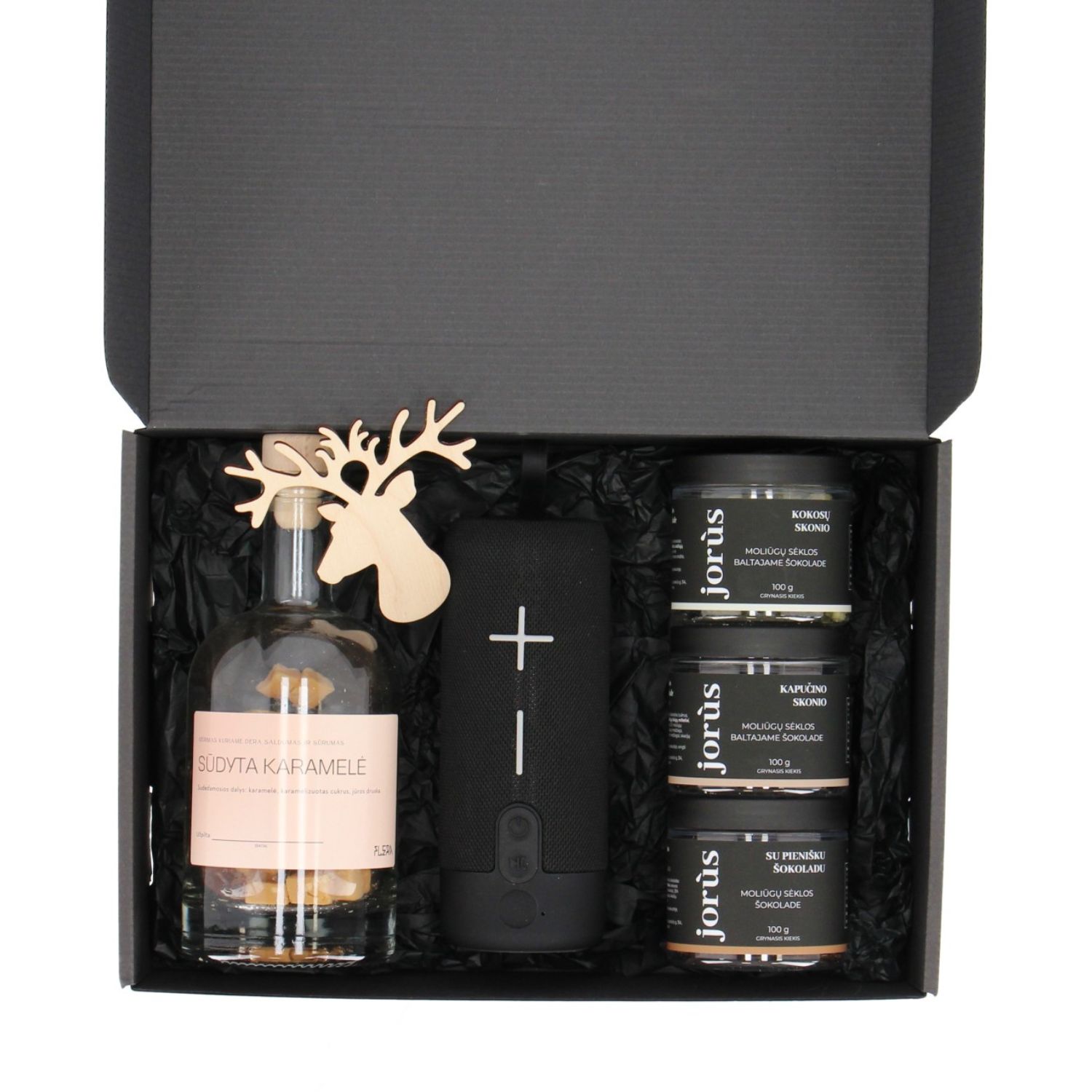 Kalediniai-verslo-dovanu-rinkiniai-Svenciu-skambesys-2.jpg Kalėdinis dovanų rinkinys Švenčių skambesys įpakuotas juodoje dėžutėje ant kurios galima logotipo spauda