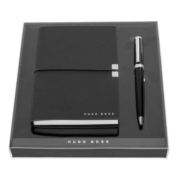 Užrašų knygutės ir tušinuko rinkinys Hugo boss su logotipo spauda