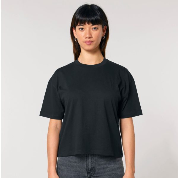 Marškinėliai moterims Stanley Stella Stella Nova juodos spalvos.