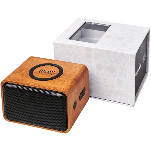 Medinė garso kolonėlė su belaidžiu įkrovikliu Wooden 3W
