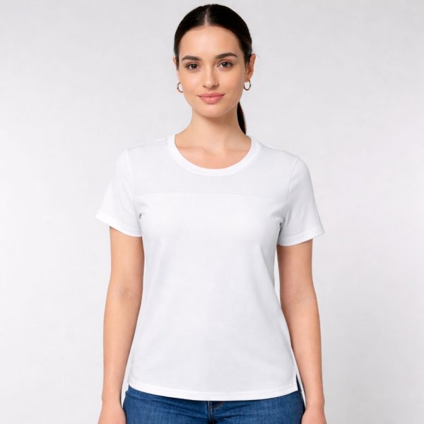 Moteriški sportiniai marškinėliai Elevate Borax baltos spalvos.