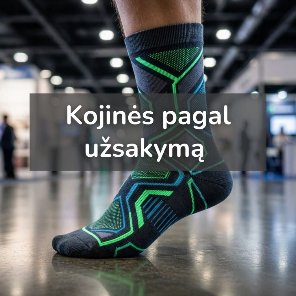 Kojinės pagal užsakymą su logotipu ar norimu užrašu