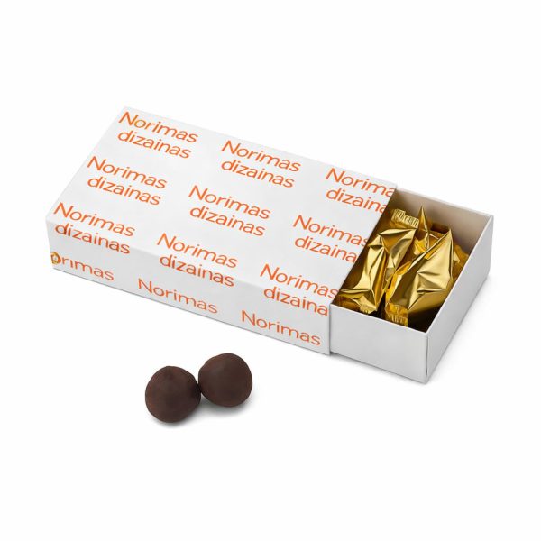 Reklaminiai saldainiai Triufeliai dėžutėje Toulouse su įmonės logotipo spauda
