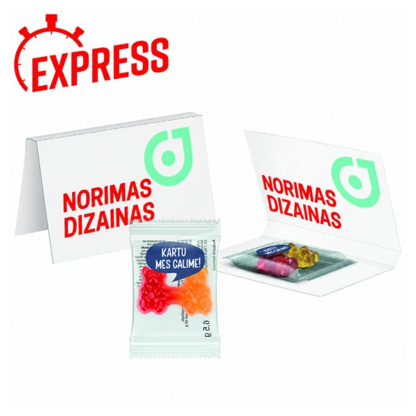 Reklaminė kortelė su Trolli guminukais