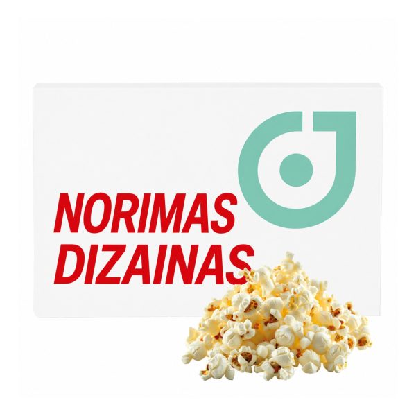 Saldūs mikrobangų spragėsiai reklaminėje dėžutėje